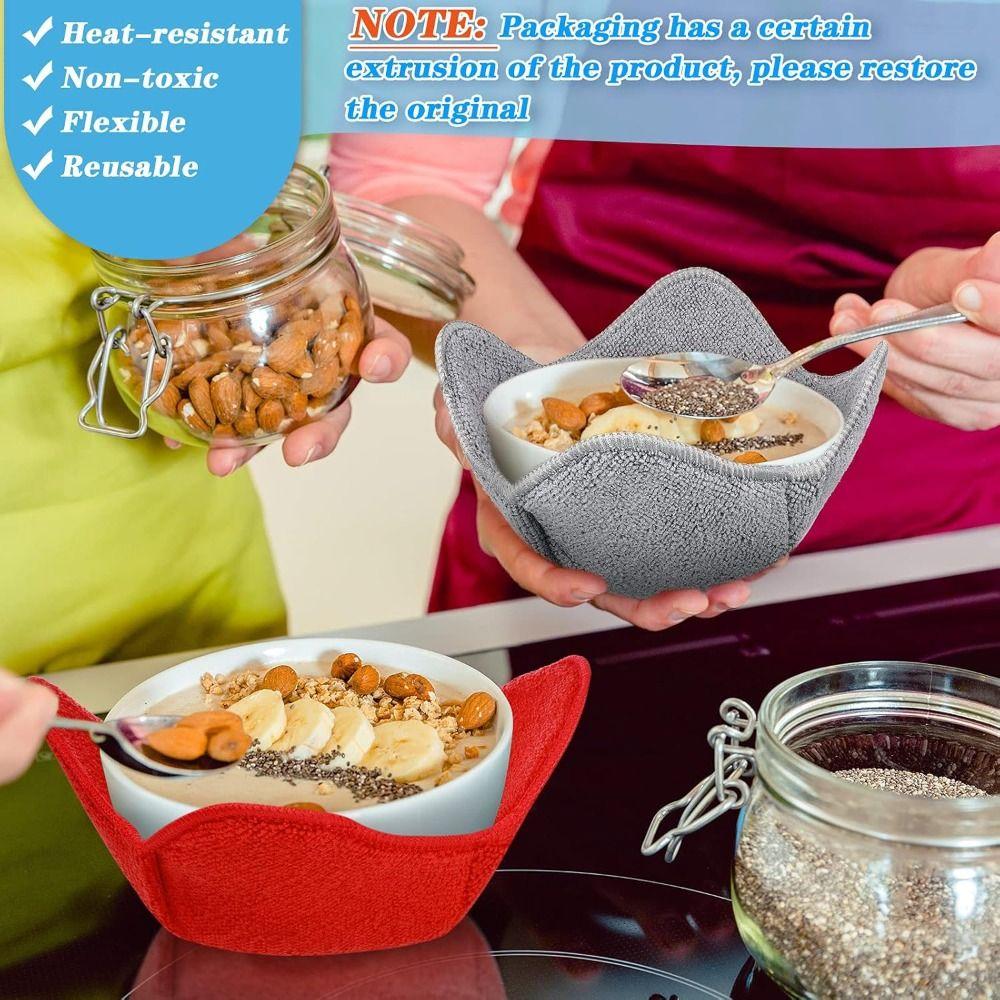 2Pcs Reusable Design Hot Bowl Towel Mat Heat Resistant Microwave Bowl Holder  Pasta Bowls
