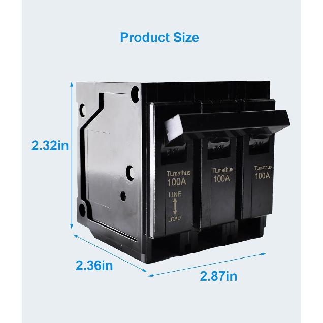 Q3100 100-Amp Three Pole Type QP Circuit Breaker Plug-in Mount Standard MCB Thermal Magnetic Protection, 10KA 120/240V, Compatible with Siemens PL