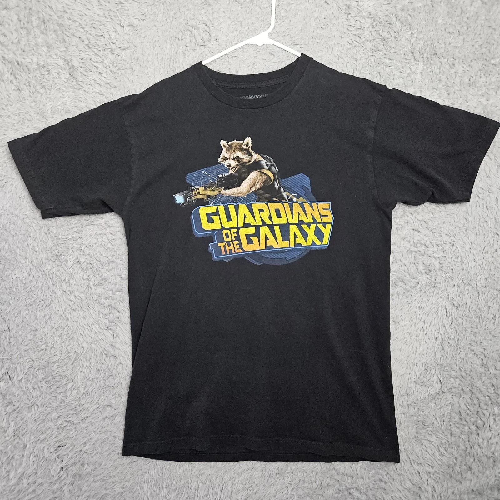 

Guardians of the Galaxy 100% Cotton T-shirt Mens Tees Top Men Large Rocket W/ Gun Angry Racoon Marvel Merc S