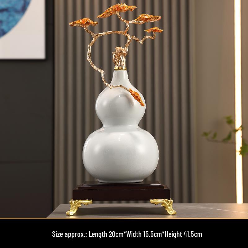 Cloisonné Gourd Ornament: Chinese Ceramic Handicraft for Living Room or Wine Cabinet Decor