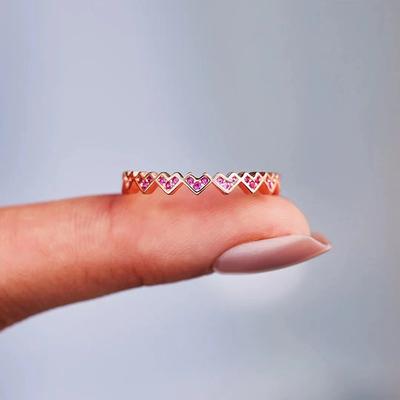 1 Stück Modischer herzförmiger Pfirsichherzring, Exquisit eingelegt mit synthetischem Zirkon, Modische und süße Accessoires