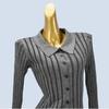 Fancy Single-Breasted Lapel Knitting Cardigan Women's Spring and Autumn Retro Silm Slim Looking Split Long Sleeve Tops