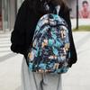 Women Large Capacity Backpack Men's Graffiti Print Backpack Student Schoolbag