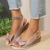 Fashion Fashion Women's Shoes Women Bow Knot Thick Bottom Sandals Back Strap Wedge Open Toe Sandal Female New Office Anti-Slip Sandalias