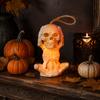 Flameless Candle Figurine Halloween Skeleton Decoration with LED Light, Spooky Lighted Plastic Skull Safe Electronic Ornament Rope for Haunted
