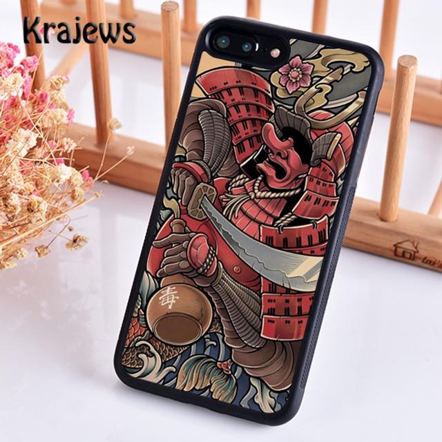 Krajews Japanese Oni Hannya Demon Mask Cool Phone Case For iPhone 17 Air 16 15 14 Plus 11 12 13 Pro Max Coque