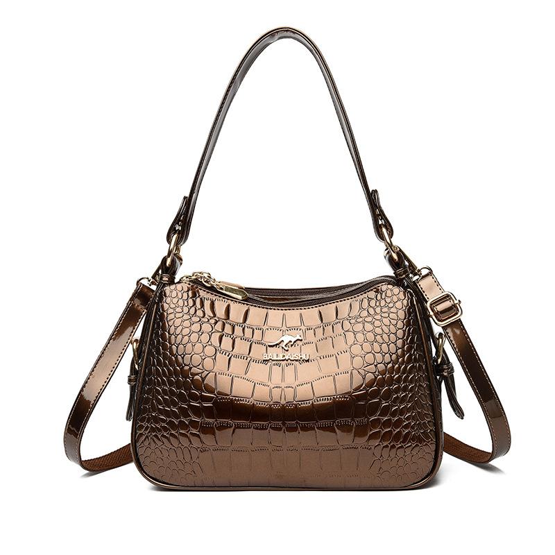 Lässige Damenhandtasche Umhängetasche Glänzendes Leder Modische Muschelformtasche Koreanischer Stil Crossbody-Tasche