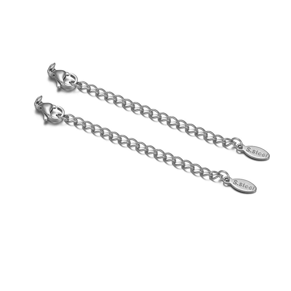10pcs Stainless Steel Lobster Clasps 5cm Extension Extended Tail Chains for DIY Jewelry Making Bracelet Necklaces Connectors