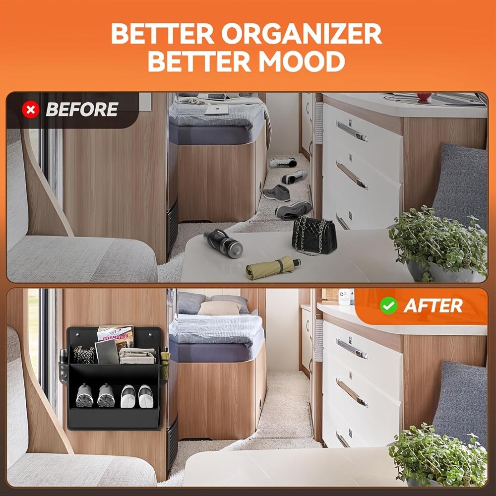 1pz Organizer per Scarpe da Camper con Nastro Adesivo Porta Scarpe da Porta con Grandi Tasche Profonde Adatto per Camper Spazi Stretti Armadio