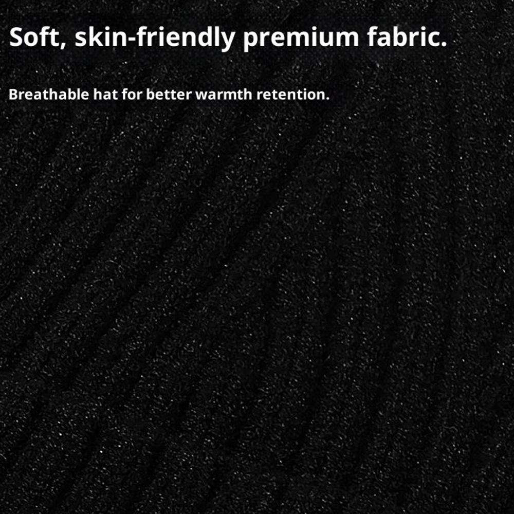 Wool Blend Beanie Hat with Button Strap Knitted Cap Ear Protection Outdoor Winter Warmth (OS)