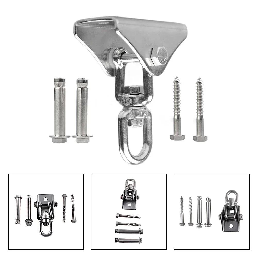 1set Ceiling Hook Set Swing Hook Stainless Steel Rotating Hook Hanging Chair Hanging Bed Fixed Plate Swing Accessories