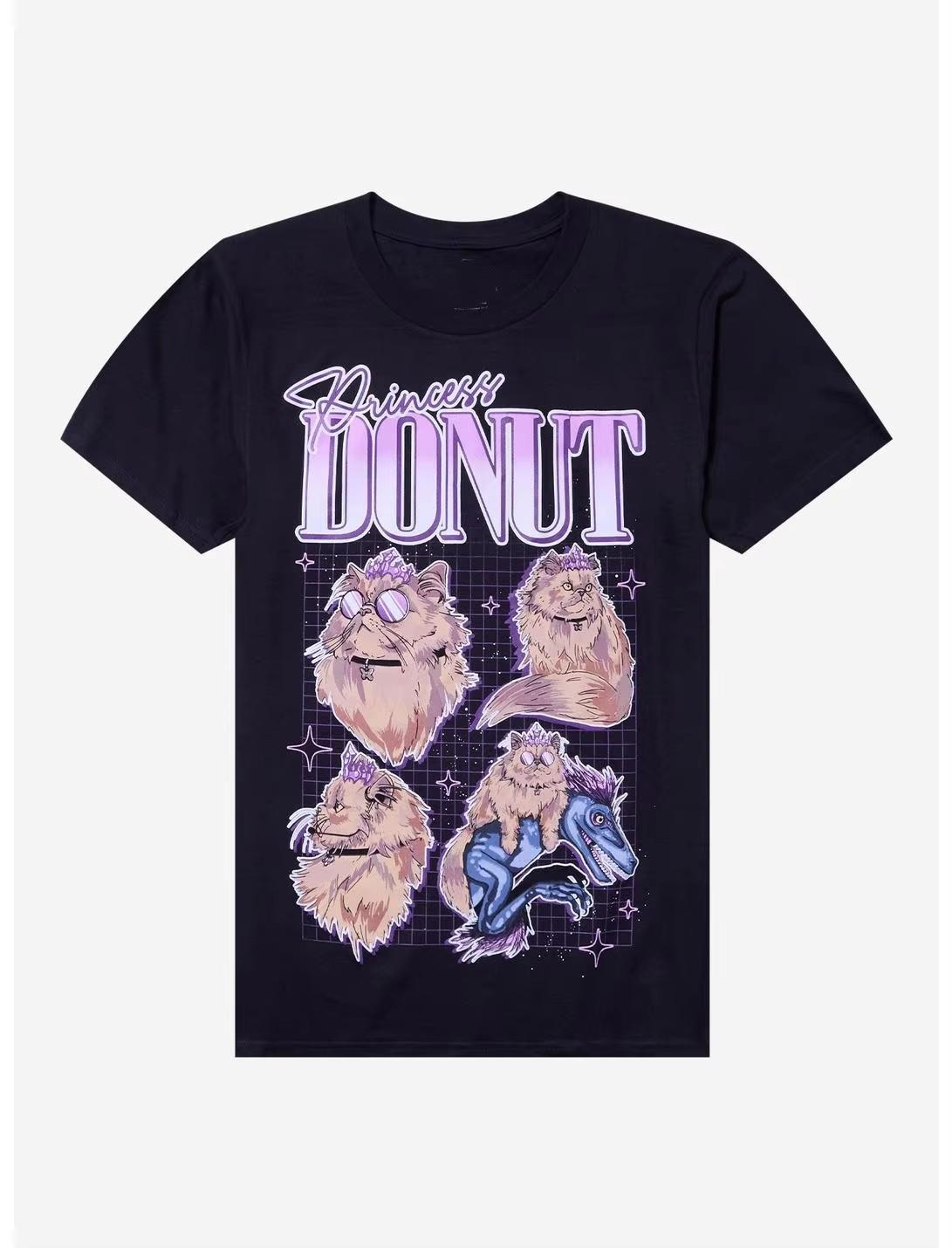 

Dungeon Crawler Carl Princess Donut Collage T-Shirty 2k Vintage Print T Shirts Fashion Top Casual Loose Cotton T-shirt Unisex... 5XL різнокольоровий