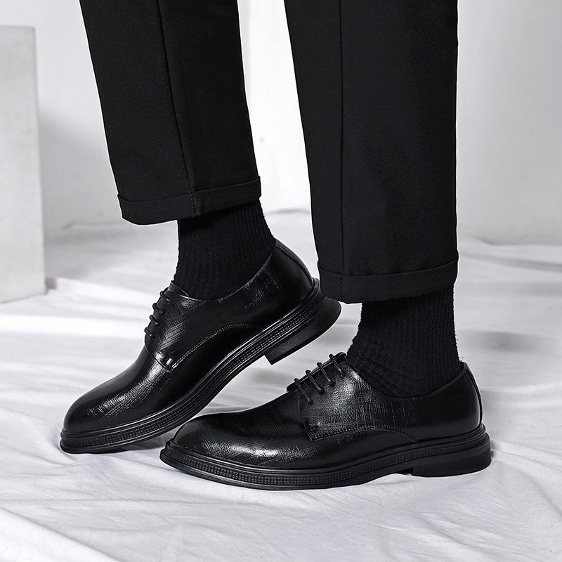 Four Seasons Leather Shoes Men's Business Dress Suit Wedding Groom Shoes British Casual Large Size Platform Men's Shoes