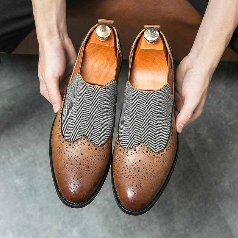 

Fashion High-quality Round Toe Business Casual Shoes Brand Hand Sewn Luxury Moccasin Spring Platform Chelsea Men s Soft Soled Loafers 38