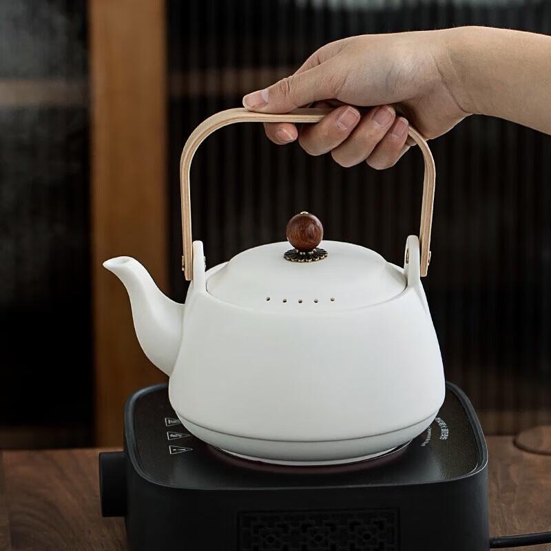 Mingquan Gold-Inlaid Jade Ceramic Tea Pot