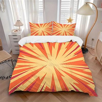 3pcs Sunburst Vibrant Bedding Cover Set, Fashion Classic Popular Print Bedding Set, Soft Comfortable, All Season Use, For Bedroom, Guest Rooma0819153