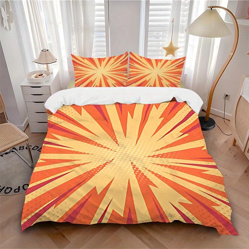 

3pcs Sunburst Vibrant Bedding Cover Set, Fashion Classic Popular Print Bedding Set, Soft Comfortable, All - Season Use, For Bedroom153 135x200cm