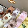 5Pairs Plush Coral Fleece Socks Warm Sleeping Socks Women Cute Capybara Fleece Socks  Fall Winter