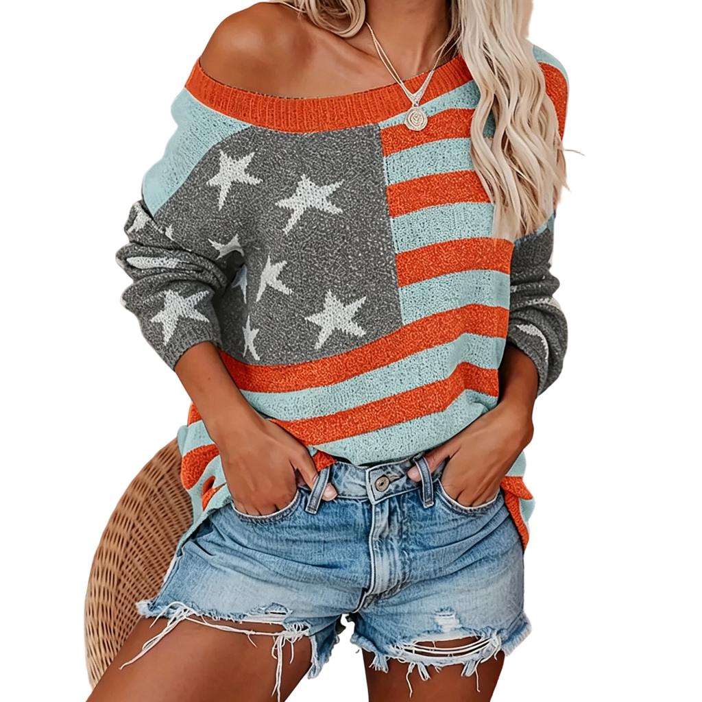 Women's Loose Knit Sweater Long Sleeve Pullover Casual Comfortable Top
