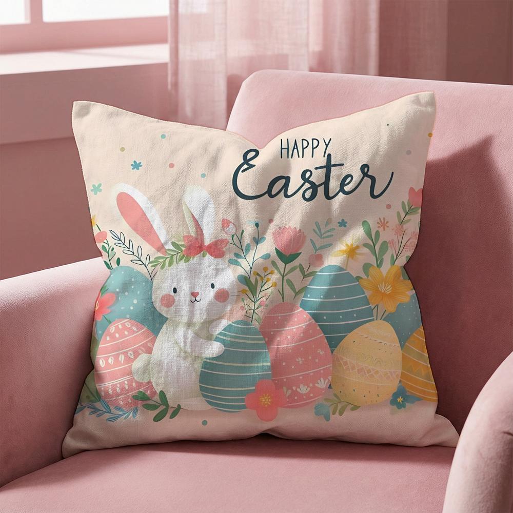 Holiday Easter Cushion Cover MultiScene Pillow Cover for Home Car Reversible Soft Durable for Daily Use