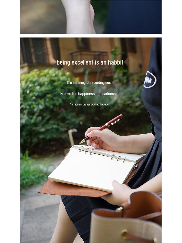 Vintage Skórzany Notes A5 z Pierścieniami na Kartki, Zamykany na Pasek