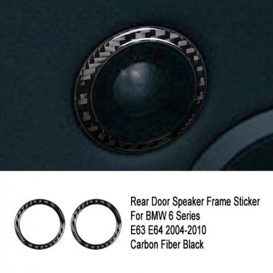 6pcs Carbon Fiber Car Front & Rear Door Speaker Cover For BMW 6 E63 E64 04-10