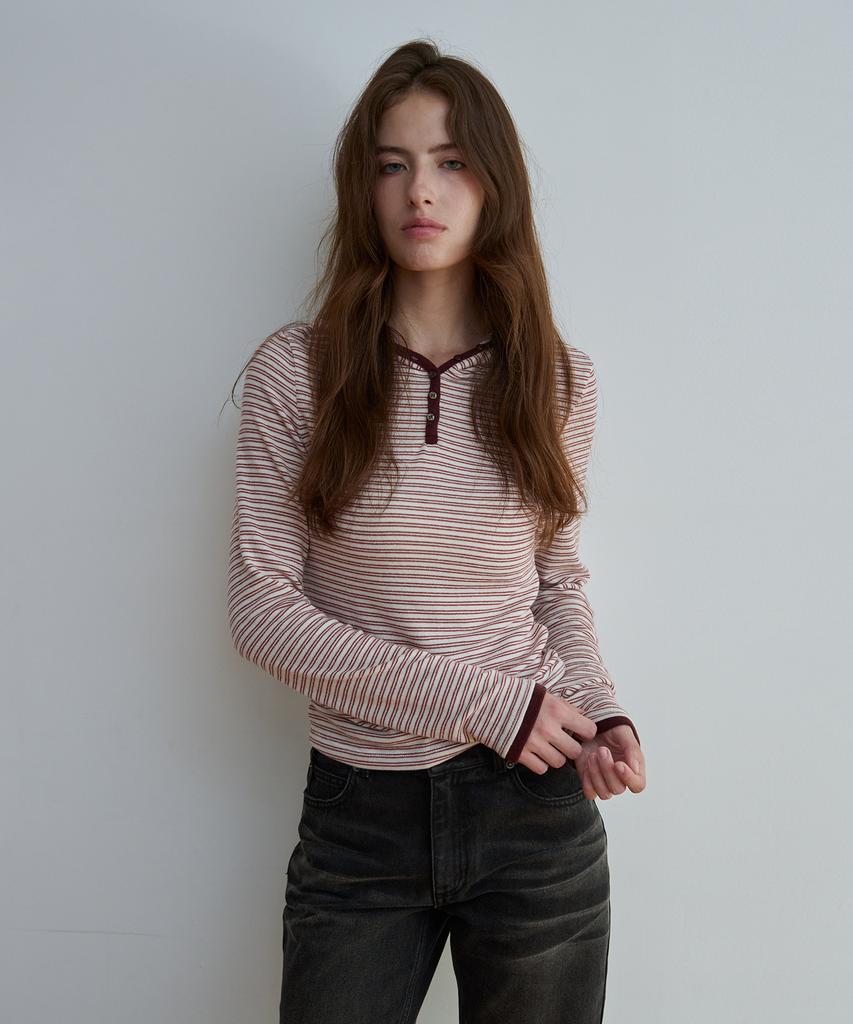 KEYAMO Button-Up Striped Hoodie_Ivory