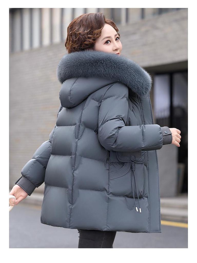 Mom's Mid-Length Down Jacket 2025: Winter Warm, Thickened Cold-Proof Coat for Middle-Aged and Elderly Women