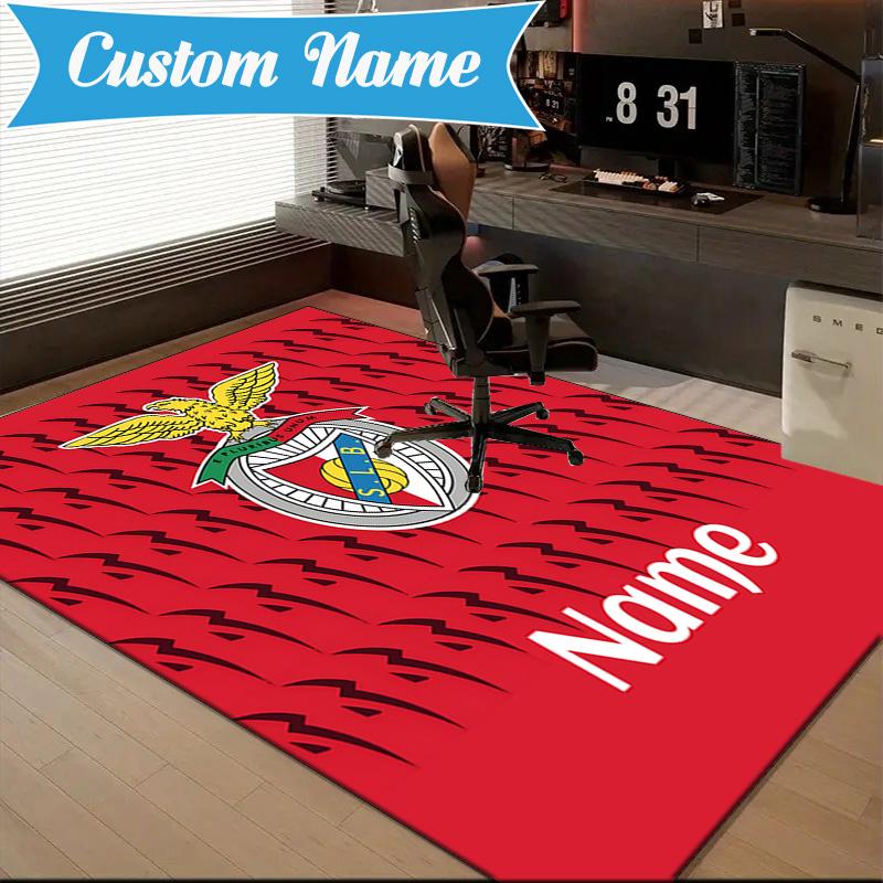 Custom Name Benfica Crest Rug Game Carpet, Floor Mat for Bedroom Living Room Entryway Rug, Home Decor Idea Gift for Christmas Birthday