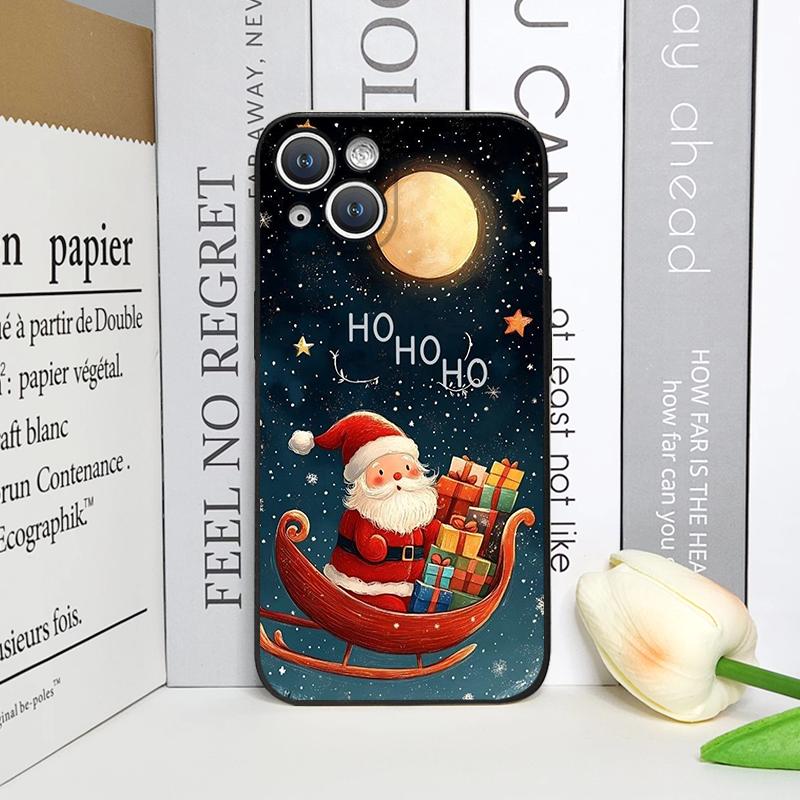 Frohe Weihnachten Baum Weihnachtsmann Muster Handyhülle für IPhone 16 12 11 14 13 15 Pro Max Mini X XS XR SE2 7 8 14 Plus Weiche Hülle