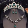 Princess Crown Bridal Jewelry Sets for Girls Blue Tiaras Choker Necklace Sets Bride Wedding Dress Prom Jewelry Accessories