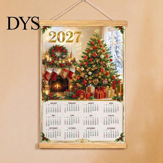 Monthly Event Tracker 2027 Faux Diamond Art Painting Wall Calendar, Jan. - Dec. Functional Decoration 12 Planner, Canvas Artwork for Home Room Office