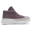 Li Ning LEATHER BOOT Platform Slip Resistant Abrasion Resistant Mid Top Casual Shoes Women's Eggplant Skin Purple AZGS144-2