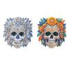Decorative Fashion Pin Day of the Dead Skull Brooch with Floral Rhinestones Detail for Jackets, Hats, Costume Looks Wear