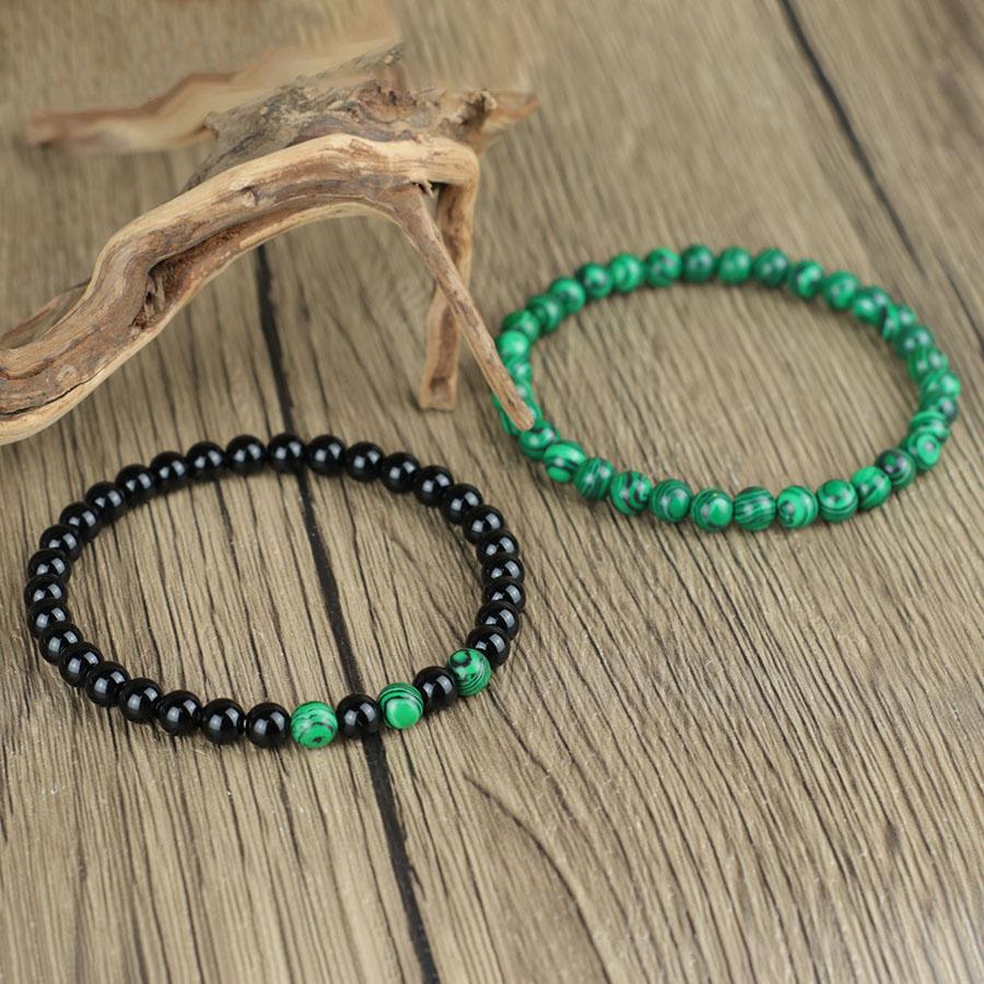 Noter Stylish Handmade 2Pcs Men Bracelet Set 6mm Stone Beads Positive Energy Healing Braslet Leisure Versatile Accessories Homme