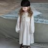 Girls' Spring Retro French Lace Long Sleeve Dress