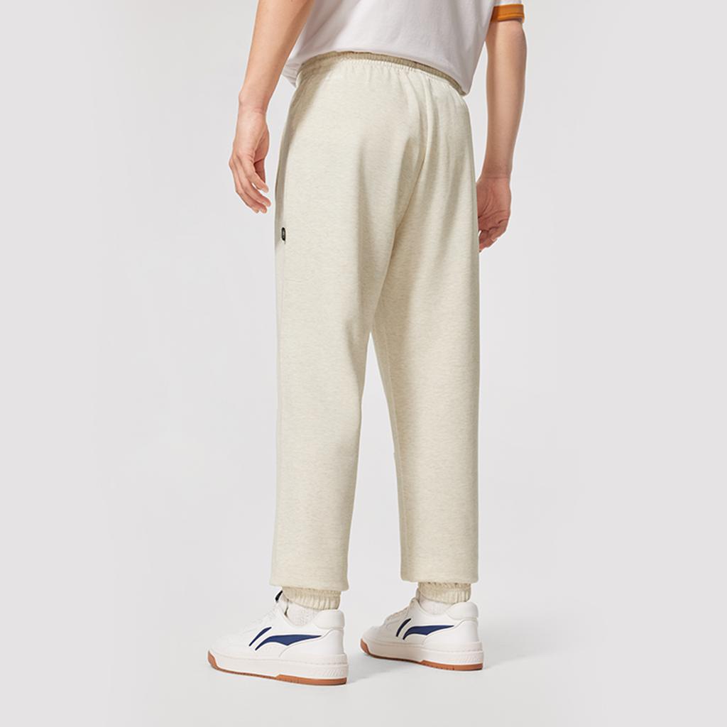 Li-Ning Basketball Series Letter Mid-Waist Drawstring Breathable Versatile Knitted Sports Pants Men pants Flower-Gray Light-Khaki AKLV085-1