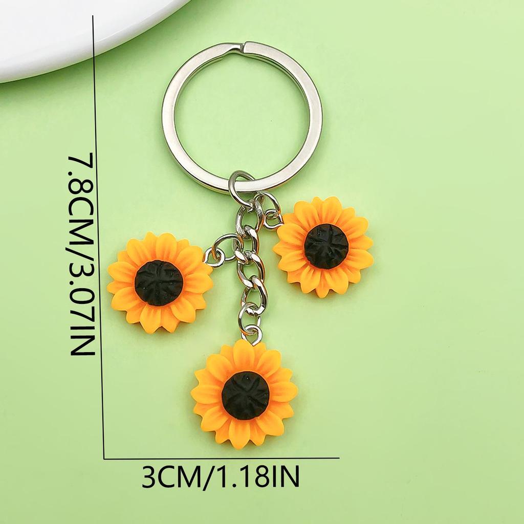 Personalized Pearl Bee & Sunflower Honeycomb Keychain Charm