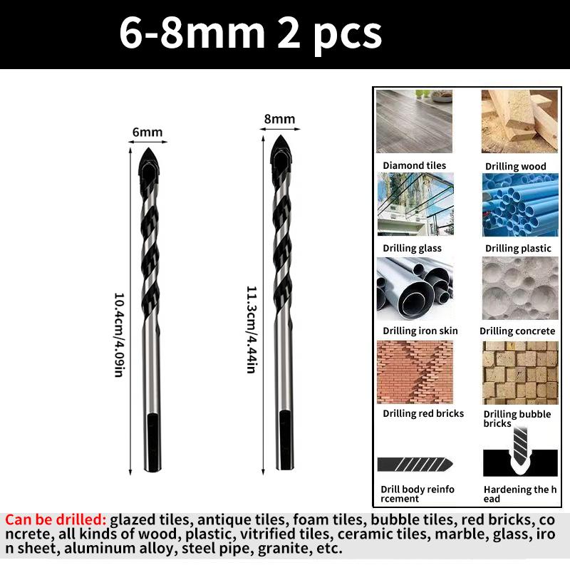 Multi-Functional Triangle Diamond Drill Bit Set – Carbide & Tungsten for Ceramic, Tile, Concrete, Brick, Wood, Glass & Metal