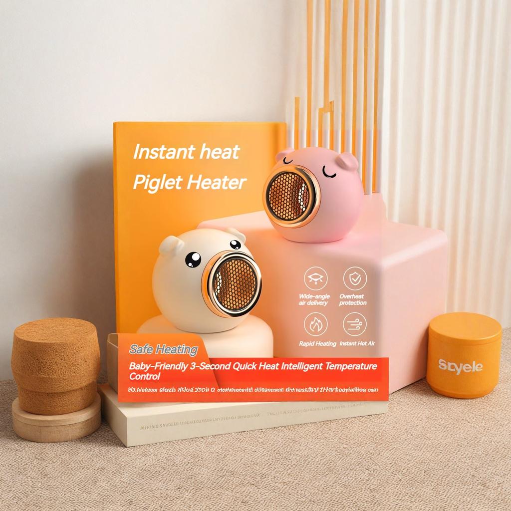 Cute Pig Desktop Heater Winter Portable Warm Fan for Home Dormitory