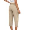 Pantaloni Capricci Larghi Elasticizzati a Vita Alta 3/4 da Donna Vestibilità Casual Pantaloni Lunghi con Tasche