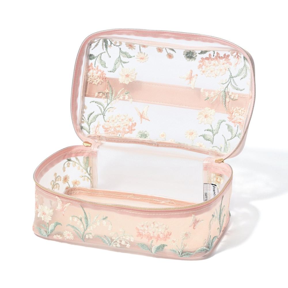 Franc Franc Japan MeSh Embroidered Vanity Pouch S Pink