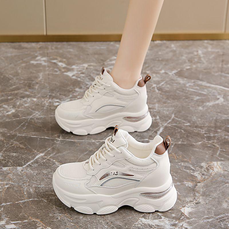 Inner Heightening Dad Shoes Women's Small Man 2025 Autumn Mesh Breathable Little White Shoes Platform Casual Shoes Sports Shoes