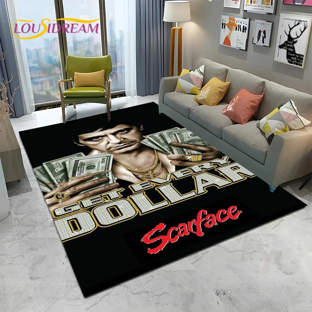 Scarface 3D Classic Film Tony Teppich für Zuhause Wohnzimmer Schlafzimmer Sofa Fußmatte Dekor, Kinder Spielbereich Teppich Rutschfeste Bodenmatte