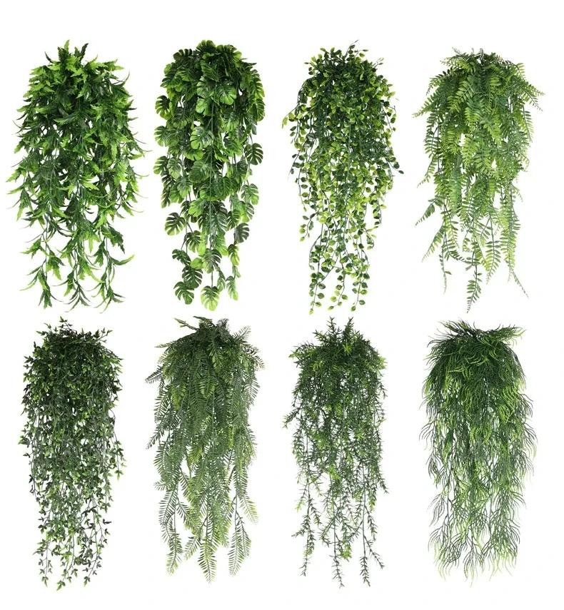 80cm Persian Fern Leaves Vines Home Room Decor Hanging Artificial Plant Plastic Leaf Grass Wedding Party Wall Balcony Decoration
