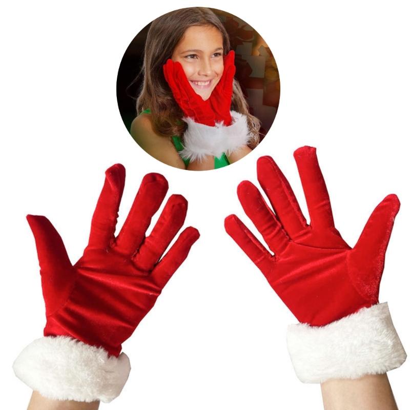 Winter Warm Stretchy Mittens Adult Christmas Cosplay Santa Full Finger Gloves Knit Gloves for Cold Weather Cycling