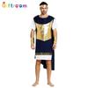 Halloween Samurai Adult Men's Dark Blue Gold Armor Samurai Clothing Themed Party Performance Costume