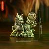 2pcs/set Brass Fu Character Kirin Small Ornament Home Office Copperware Tea Pet Decoration
