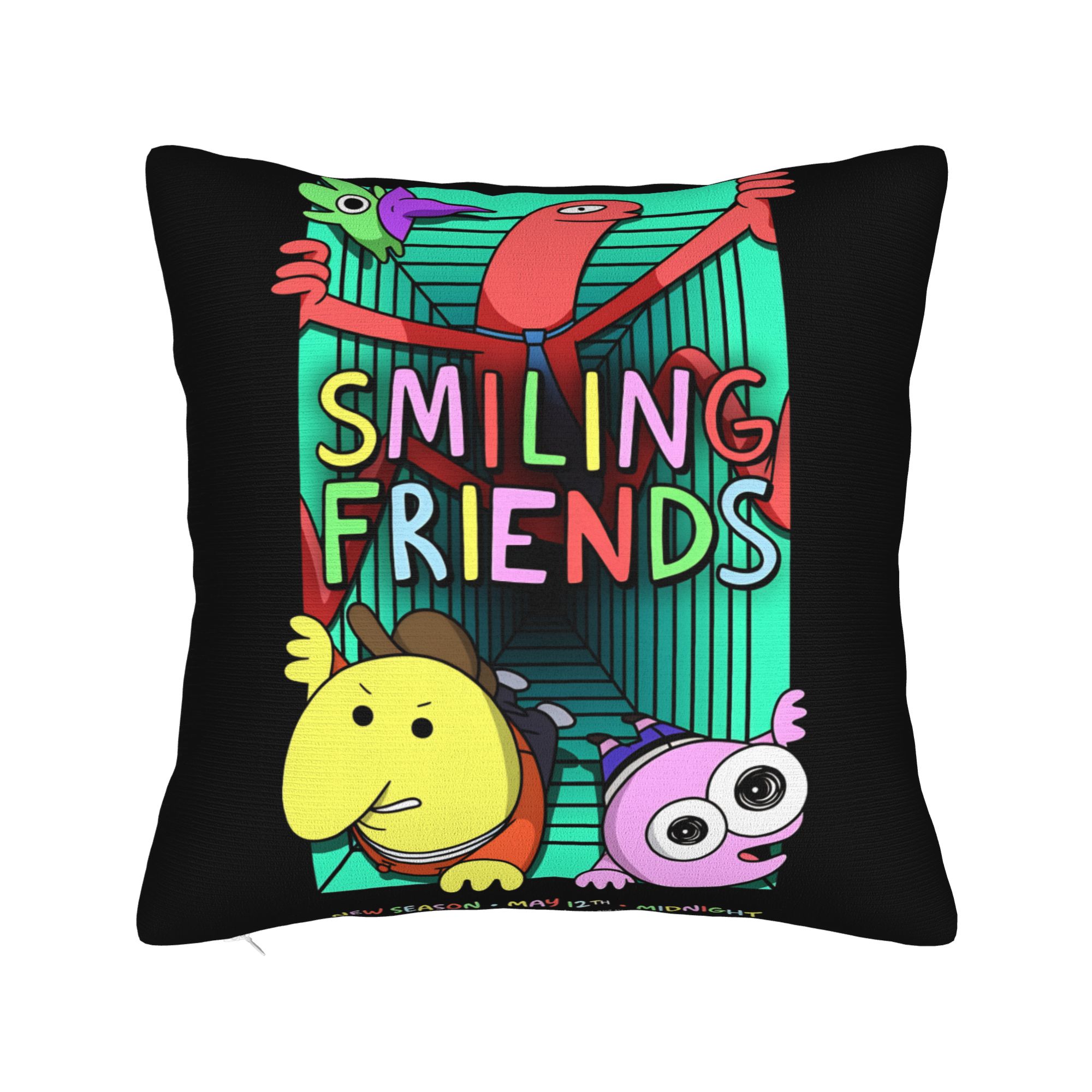 Чехол для подушки Smiling Friends Пим и Чарли Уютный чехол для подушки для дивана в гостиной Винтажный чехол для подушки 50*50cm