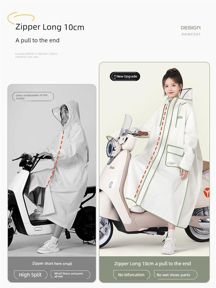 Electric Vehicle-Specific Raincoat, Long Full-Body Storm-Proof Raincoat for Women, One-Piece Adult Outerwear, Thickened Large Single-Person Rain